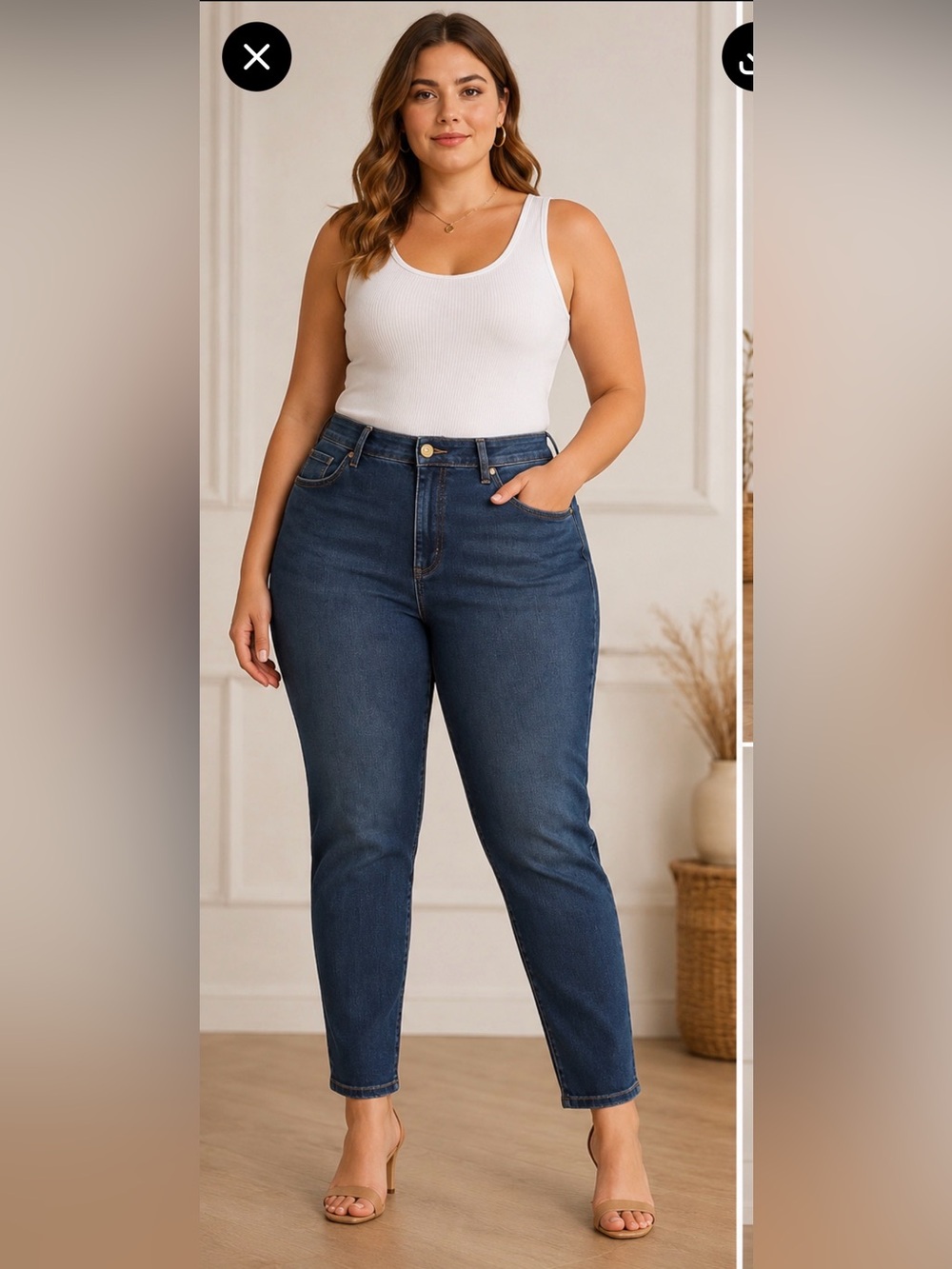 Sofia Jeans‎ Dark Wash High Rise Slim Ankle Jeans Plus Size Stretch Denim